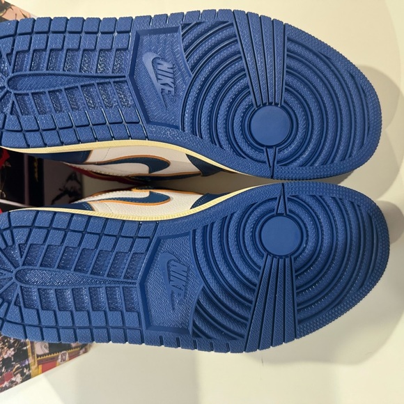 Used Nike Union X Air Jordan 1 OG Hi Retro“Blue Toe” men's shoes sz 8 - Picture 6 of 7